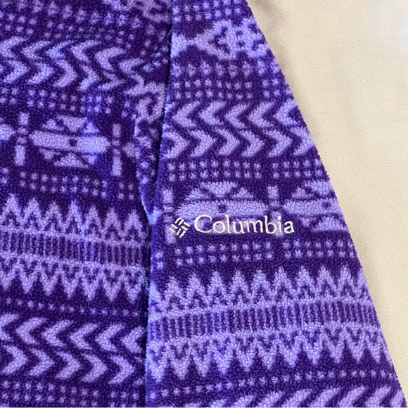 Columbia lightweight fleece turtleneck sweatshirt size medium purple printed - Picture 2 of 5